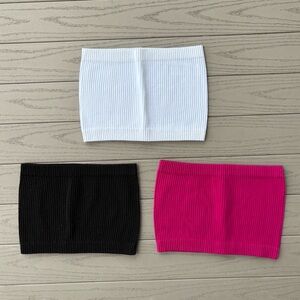 Aura Pink White Black Ribbed Tube Top Bundle